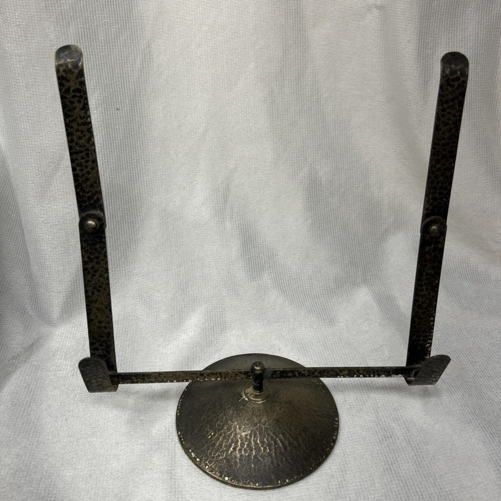 Antique Apollo Folding Book Stand Hammered Texture Brass Book Or Music Holder.